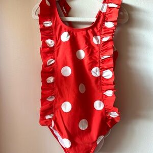 Red Polka Dot Ruffle Swimsuit